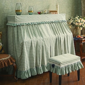 Plaid piano cover, handmade, piano cover decoration, gift for pianist, dust cover, exquisite craftsmanship.