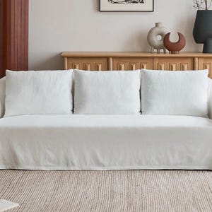 White custom sofa cover, available in multiple colors, linen sofa cover, replacement set, furniture accessories.