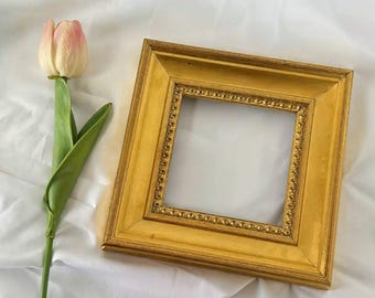 Retro Gold Solid Wood Picture Frame, Custom Photo Size