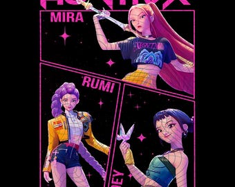 Kpop Demon Hunters PNG File, Retro Saja Girls Kpop Fan PNG, Back to School Digital Download