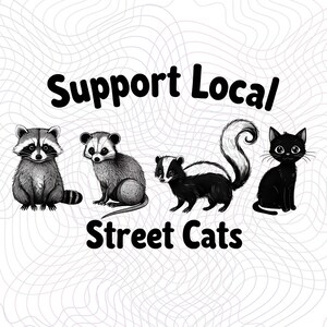 Support Local Street Cats PNG File, Retro Trash Opossum Raccoon Rat PNG, Raccoon Animal Lovers Digital Download