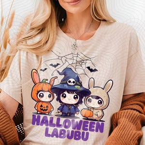 Cute Halloween Labubu Pumpkin PNG File, Ghost Boo Rabbit PNG, Cute Halloween Download