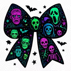 Bow Halloween Spooky Coquette Cartoon Png PNG, Horror Halloween png, Retro Halloween png, Horror Friends Png files Digital Download