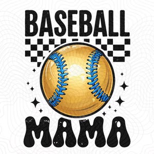 Baseball Mama PNG File, Retro Baseball Mother&#39;s Day PNG, Baseball Lovers Gift Digital Download