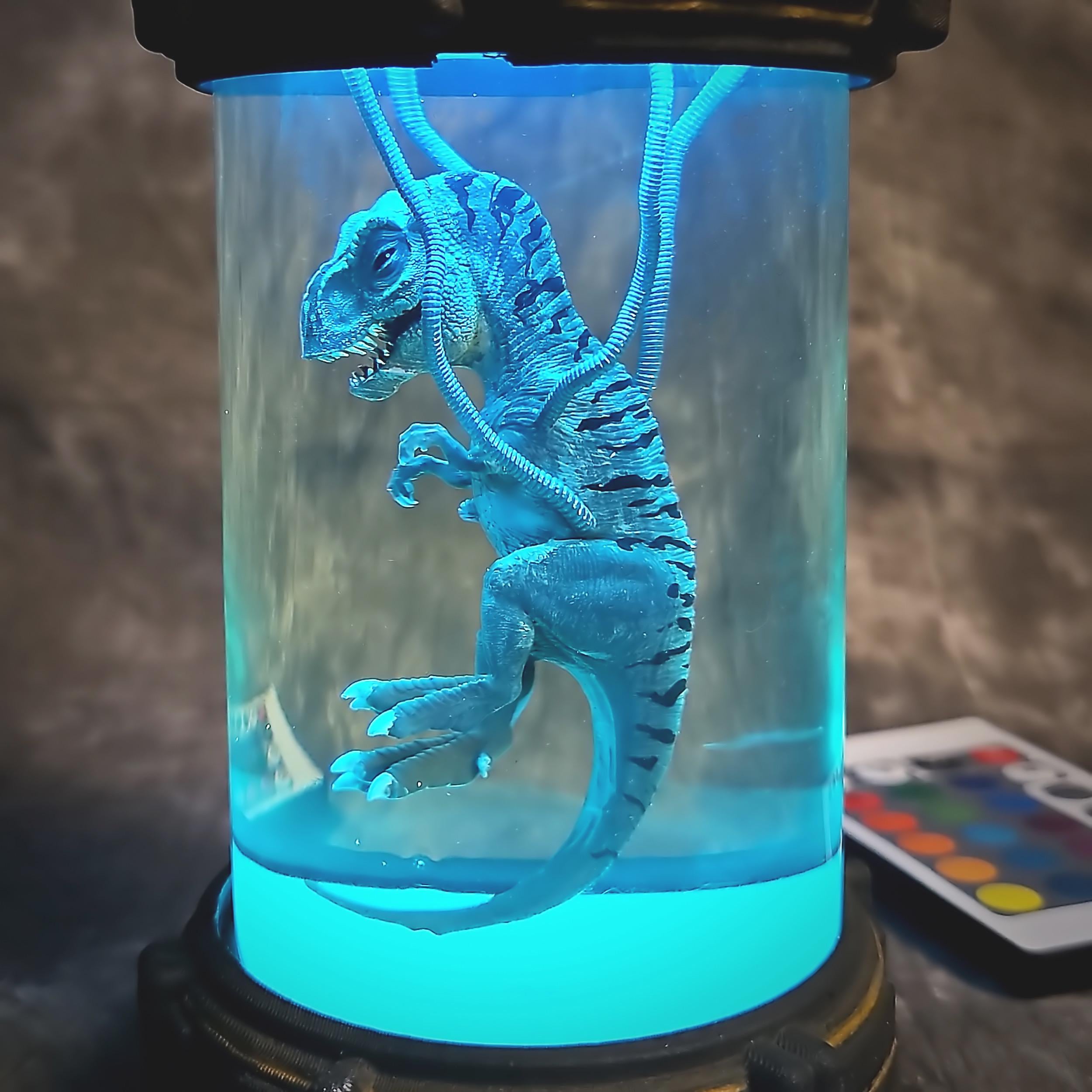 Handmade T-rex Biolab Epoxy Resin Lamp, Dinosaur Box Lamp - Etsy
