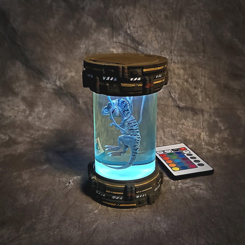 Handmade T-rex Biolab Epoxy Resin Lamp, Dinosaur Box Lamp - Etsy
