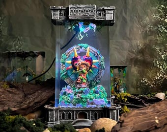 Legend of Zelda Majora Mask Epoxy Resin Lamp, Custom Box Lamp