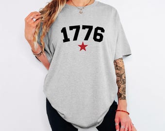 America 1776 Shirt, Patriotic Tea Graphic Tee, Vintage USA Independence Day Shirt, Fourth of July Outfit, Liberty Inspired Top