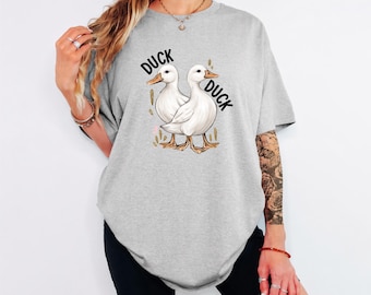 Duck Duck Graphic Shirt, Cute Duck Lover Tee, Farm Animal T Shirt, Minimal Bird Graphic Tee, Country Style Shirt, Cute Gift for Duck Fans