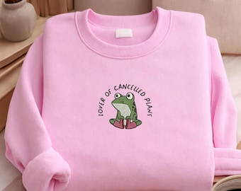 Lover of Canceled Plans Embroidered Sweatshirt, Funny Introvert Crewneck, Cozy Embroidered Sweater, Millennial Humor Shirt, Preppy Gift