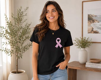 Breast Cancer Awareness Quarter Zip Sweatshirt, Pink Ribbon Support Sweater, Hope Awareness Gift, Inspirational Tee