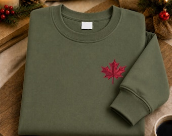 Embroidered Fall Leaves Sweatshirt, Preppy Autumn Crewneck, Cozy Thanksgiving Shirt, Women's Fall Tee