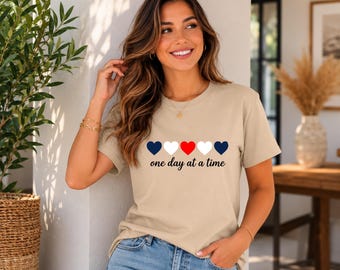 One Day At A Time Shirt, Inspirational Mental Health Tee, Heart Graphic T-Shirt, Positive Affirmation Shirt, Self Care Gift