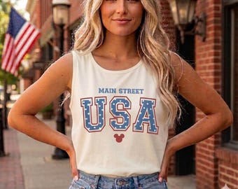 Main Street USA Patriotic Fourth of July Tank Top - Disneyland Disney Vacation, Comfort Independence Day, Americana Shirt, Fourth of July To