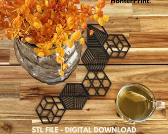 Mosaic Coaster Set: 3D Print STL Files, Home Decor (Digital Download)