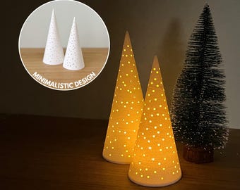 Minimalist Christmas Tree STL Files – 3D Printed Holiday Decoration with LED Candle Holders | Modern DIY Winter Home Decor