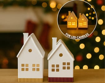 3D Printed LED House Set STL Files | Minimalist Christmas Houses | 3D Print Digital Download