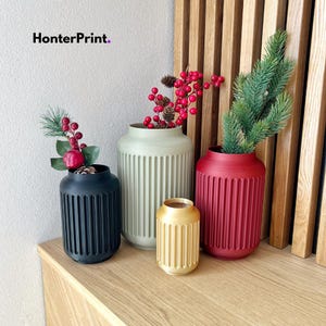 Minimalist Vase Set: 4 Modern 3D Print STL Files (Digital Download)