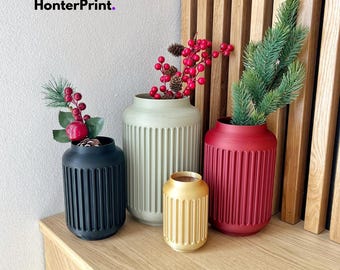 Minimalist Vase Set: 4 Modern 3D Print STL Files (Digital Download)