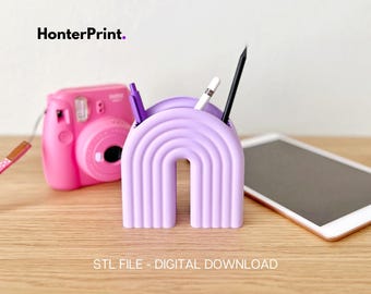 Porta-canetas Rainbow - Arquivo STL - Organizador de lápis e pincéis para impressão 3D | Acessório de mesa Rainbow fofo | Download digital