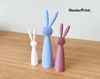 Easter Bunny STL Set – 3D Printable Easter Bunnies – Spring Decor Digital Download