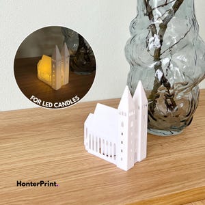 3D Printable Cathedral LED Candle Holder STL File (Digital Download)