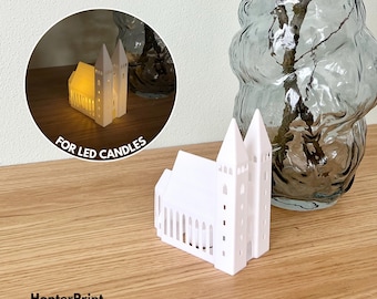 3D Printable Cathedral LED Candle Holder STL File (Digital Download)