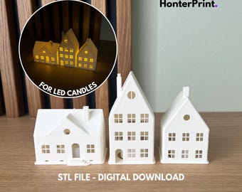 Christmas Houses 3D Stl Files, 3D Christmas Print Files, Holiday Village Digital Download for 3D Printing, 3D Print Home Decor
