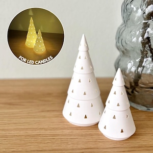 Julgranar 3D STL-filer, 3D-jultrycksfiler, minimalistisk gran digital nedladdning för 3D-utskrift, heminredning, ljusstake