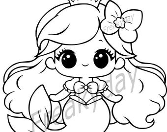 SVG - Adorable Mermaid Princess - Cute Underwater Illustration - Digital Download - Cut File