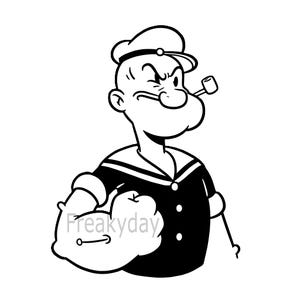 SVG - Popeye the Sailor - Classic Cartoon Character Design - Digital Download - Cut File
