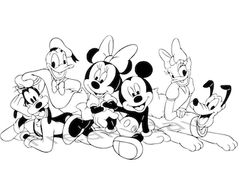 SVG - Disney Classic Friends - Mickey, Minnie, Donald, Daisy, Goofy & Pluto - Digital Download - Cut File