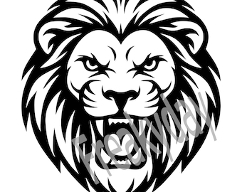 SVG - Roaring Lion Head SVG: Fierce Tribal Animal Cut File (Digital Download)