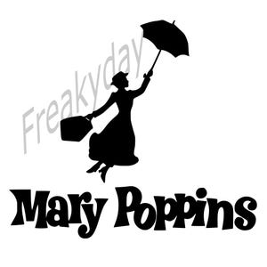 SVG - Mary Poppins Silhouette SVG: Magical Nanny with Umbrella (Digital Download)