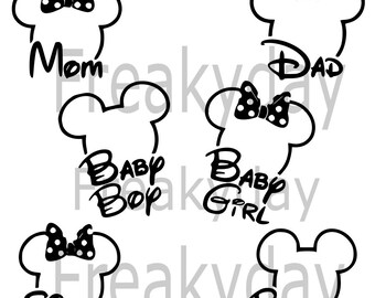 SVG - Disney Family SVG Bundle – Mom, Dad, Baby, Sister & Brother Ears Clipart - Cute Family Clipart - Digital Download - Cut File