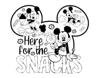 SVG -Mickey Mouse Here for the Snacks - Cute Disney Food Lover Design - Digital Download - Cut File
