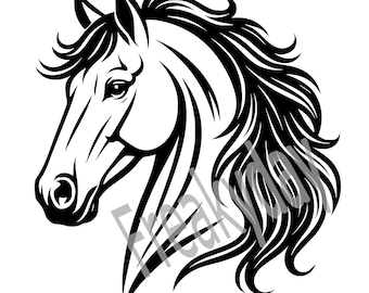 SVG - Horse Head Silhouette SVG: Elegant Line Art, Cricut Cut File (Digital Download