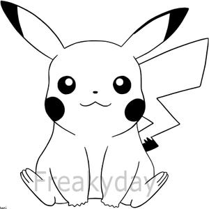 SVG - 愛らしい座りピカチュウ - 優しい顔をしたかわいいポケモンキャラクター - デジタルダウンロード - カットファイル