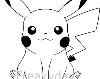 SVG - Adorable Sitting Pikachu - Cute Pokémon Character with Sweet Face - Digital Download - Cut File