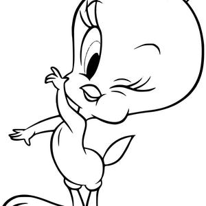 SVG - Lindo pájaro Tweety guiñando un ojo - Personaje de Looney Tunes - Descarga digital - Archivo de corte