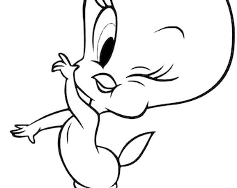 SVG - Cute Tweety Bird Winking - Looney Tunes Character - Digital Download - Cut File