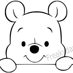 SVG - くまのプーさんが覗いている - かわいい漫画のクマのイラスト - デジタルダウンロード - カットファイル