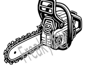 SVG - Chainsaw Tool Illustration SVG: Lumberjack Equipment Clipart (Digital Download)