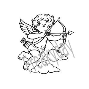 SVG - Cupid with Bow and Arrow - Valentine’s Day Angel Clipart - Romantic Love Design - Digital Download - Cut File