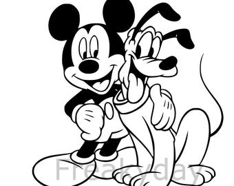 SVG - Mickey Mouse and Pluto - Classic Disney Duo - Digital Download - Cut File