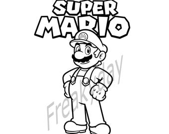 SVG - Super Mario Line Art SVG: Classic Character Cut File (Digital Download)