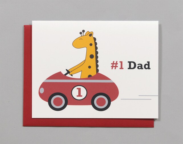 giraffe number 1 dad fathers day a2 folded card a2 folded card