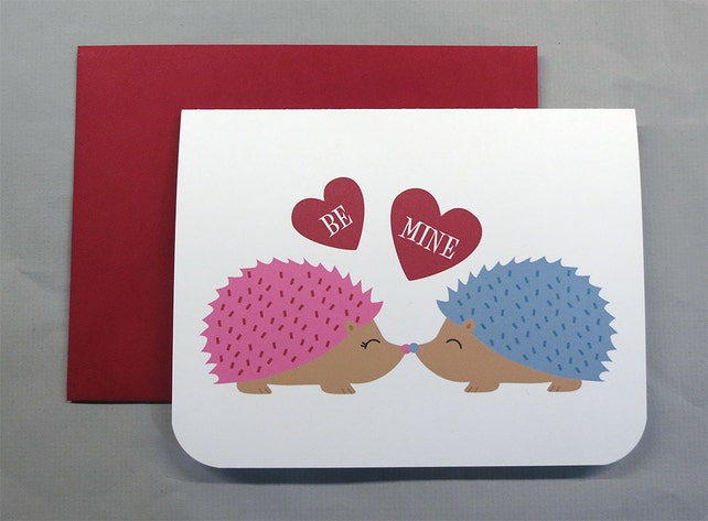 hedgehogs with hearts valentines wedding anniversary engagement a2 a2 folded cards
