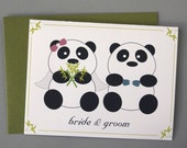 Panda Bride and Groom Wedding A2 Folded Card