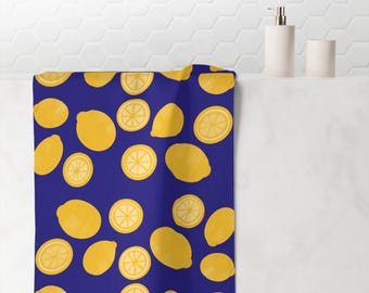 Blue Lemon Beach Towel: Minky Cotton, Summer Essential, Personalize It!